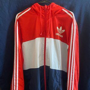 Red White and Blue Adidas Windbreaker (Large)